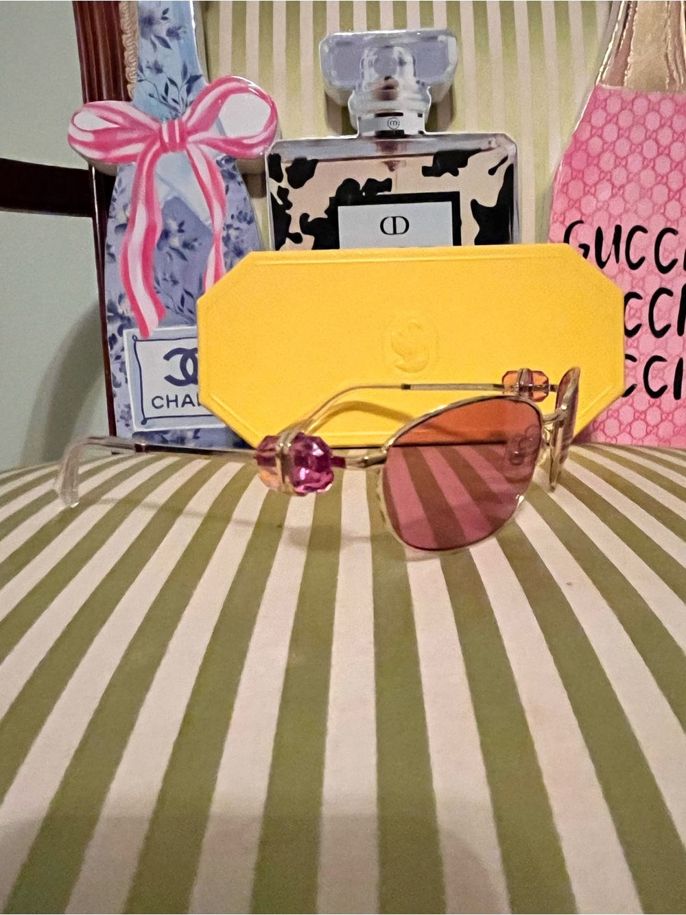 Swarovski Pink Lens Sunglasses with Yellow Case - Picture 5 of 9